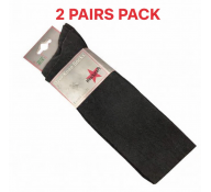 Plain Over Knee Socks (2 Pairs) - BLACK