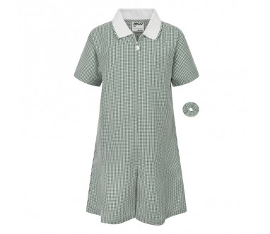Green/ White Check Summer Dress With White Collar