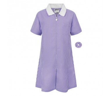 Purple/ White Check Wren Summer Dress With White Collar